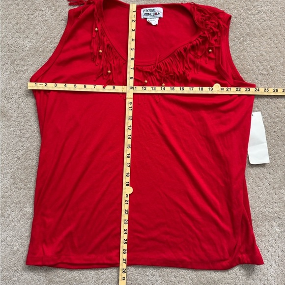 PHYSICAL ATTRACTION-NWT-Women Red FringeBeaded Sleeveless Shirt-PLUS Size 3X - Picture 7 of 8